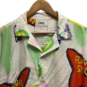 OAS Men's Size XL Multicolor Floral "Flower Shop" Viscose Hawaiian S/S Shirt euc